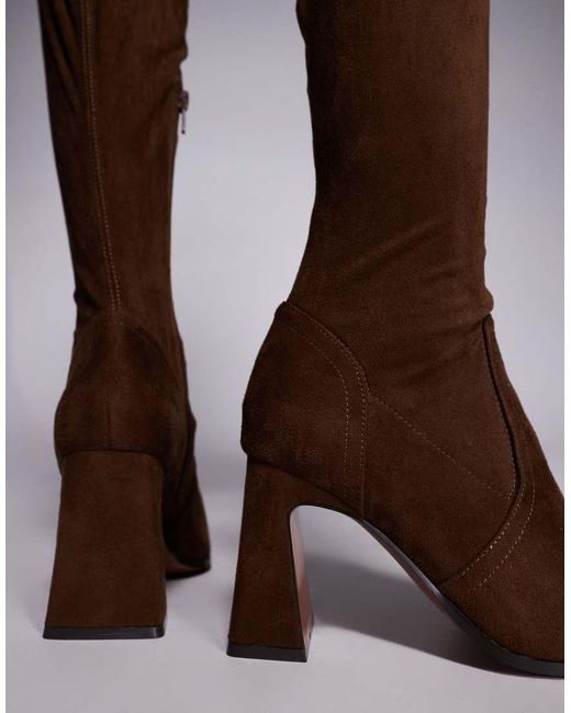 ASOS Brown Kira Chisel Toe Over The Knee Boots
