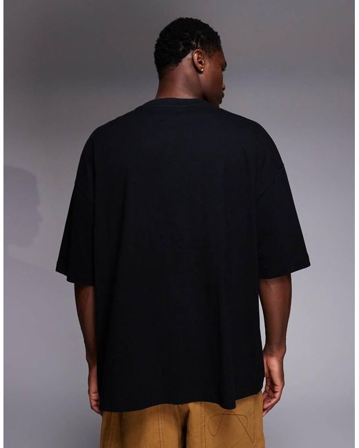 ASOS Black Oversized T-shirt With Chest Embroidery for men
