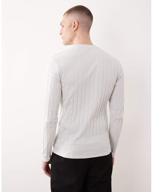 ASOS White Slim Long Sleeve T-shirt for men