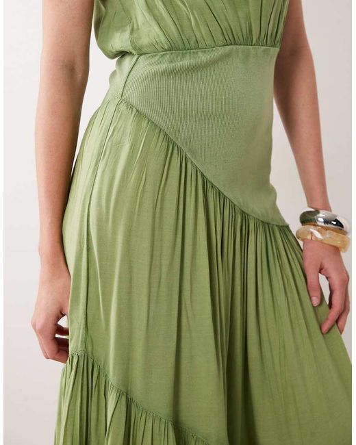 ASOS Green Sleeveless Slash Neck Hybrid Maxi Dress