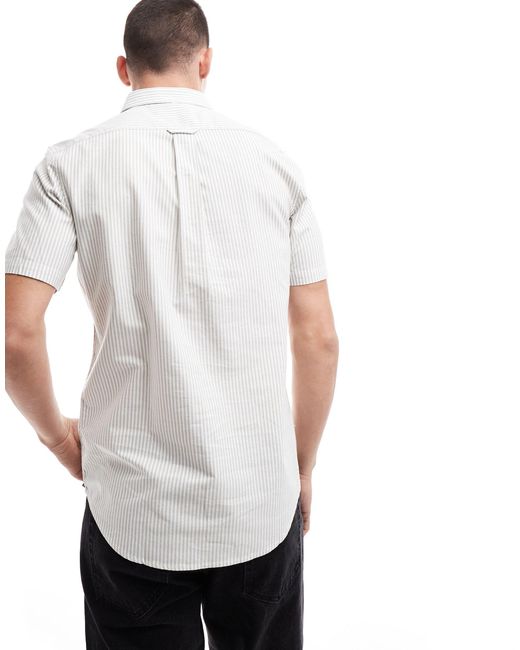 Brewer - chemise manches courtes - rayé Farah pour homme en coloris White