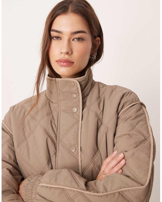 Threadbare Gewatteerd Jack Met Doorgestikt Ruitpatroon in het Blue