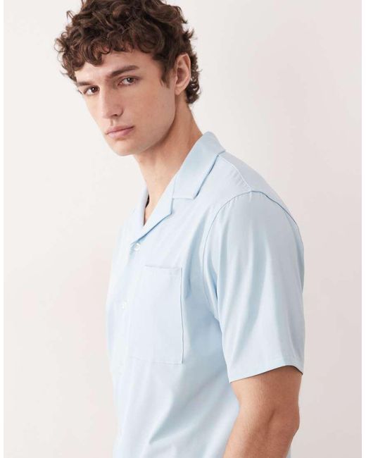 Free Society Blue Short Sleeve Beach Shirt for men