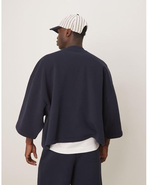 Felpa Super Oversize A Maniche Corte di ASOS in Blue da Uomo