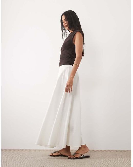 ASOS White Cotton Sateen Volume Circle Skirt
