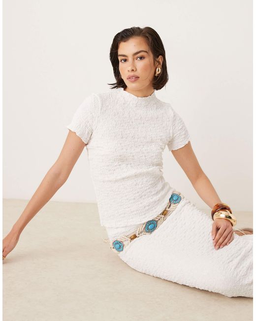 Aware Natural Textured Lettuce Edge T-Shirt Co-Ord