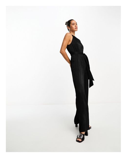 & Other Stories White Sleeveless Wide Leg Jumpsuit With Tie Detail