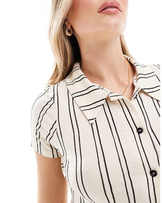 ASOS Short Sleeve Button Through Midi Dress in White Lyst UK