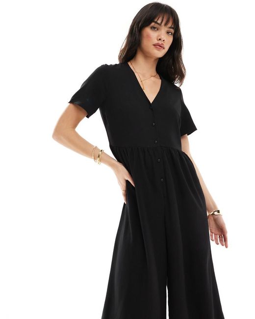 ASOS Black Short Sleeve Tea Jumpsuit