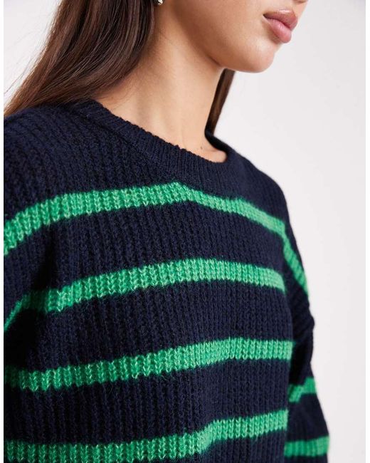ONLY Green Slouchy Stripe Jumper