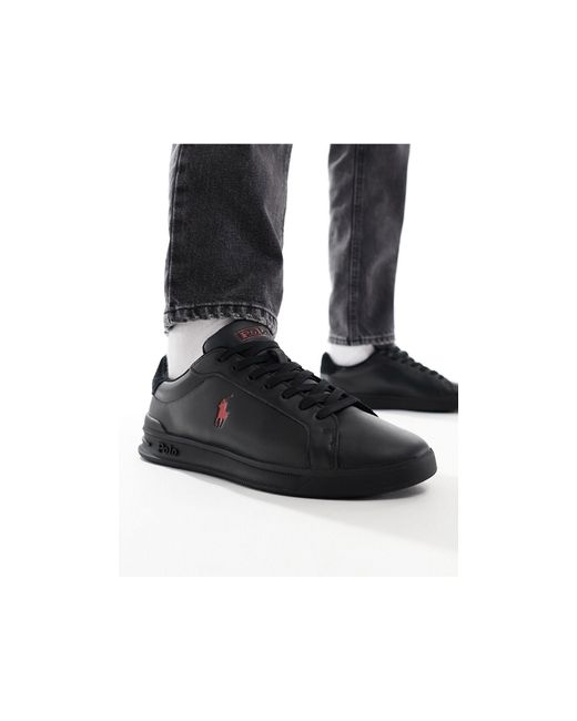 Polo Ralph Lauren Black Heritage Court Trainer With Red Logo for men