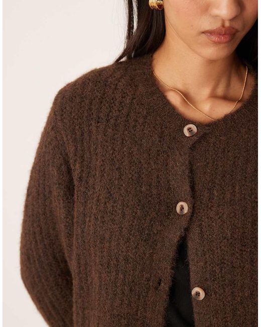 Vila Brown Fluffy Texture Knitted Cardigan