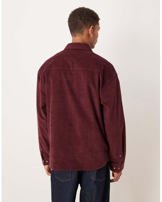 ASOS Red 90s Oversized Cord Shirt for men