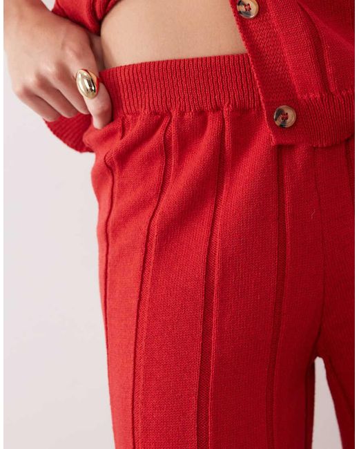 ASOS Red Knitted Cotton Trouser Co-ord