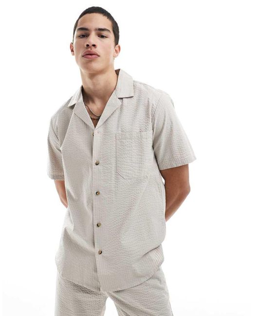 Only & Sons Natural Seersucker Shirt Co-ord for men