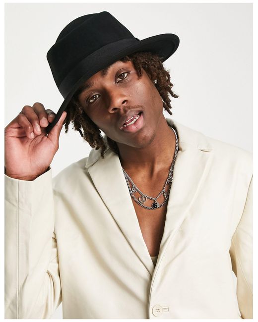 ASOS Wool Wide Brim Pork Pie Hat in 
