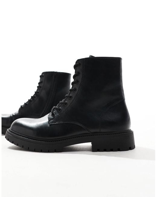 Pull&Bear Black Lace Up Boot for men