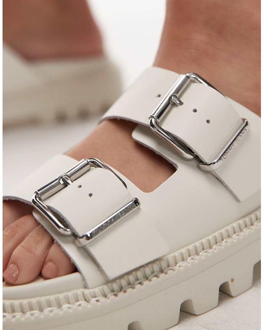 Sandali Bianchi Con Doppia Fascetta E Fibbia di Tommy Hilfiger in Multicolor