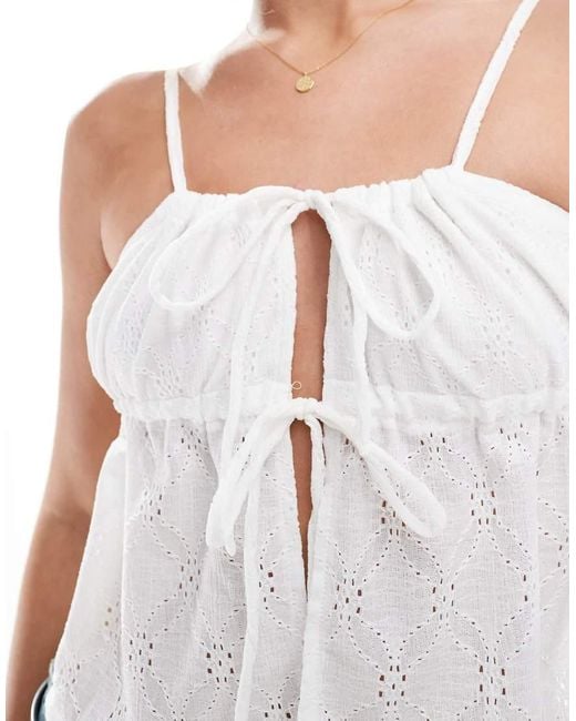 Cotton On White Lola Tie Up Cami Top