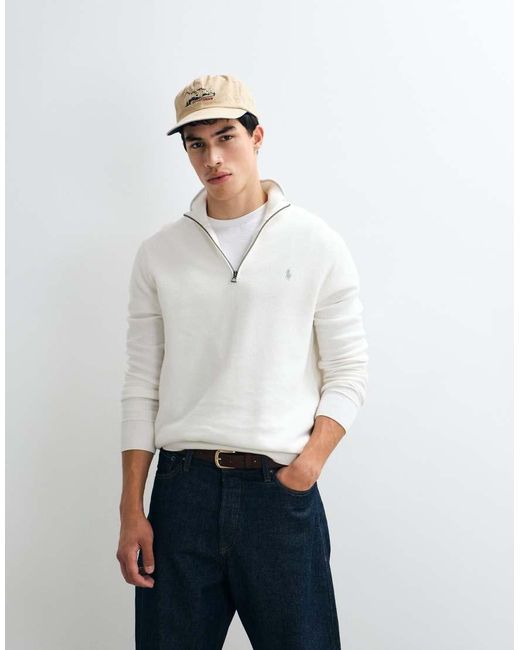 Polo Ralph Lauren White Standard Fit Half-zip Sweater for men