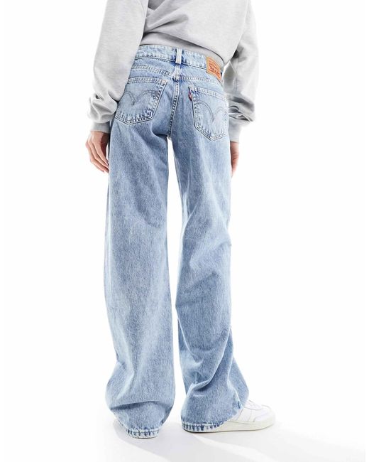 Jean ample à taille ultra basse - clair délavé Levi's en coloris Blue