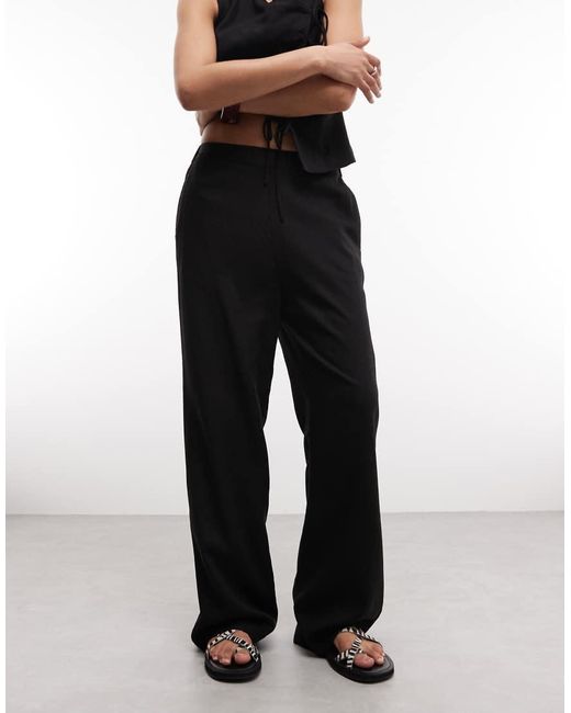 ASOS Black Linen Wide Leg Trouser Co-Ord