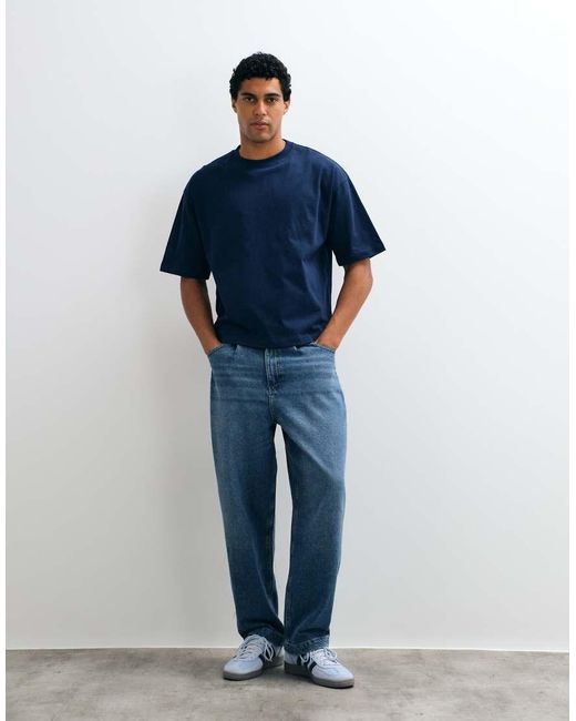 ASOS Blue Heavyweight Boxy Oversized T-shirt for men