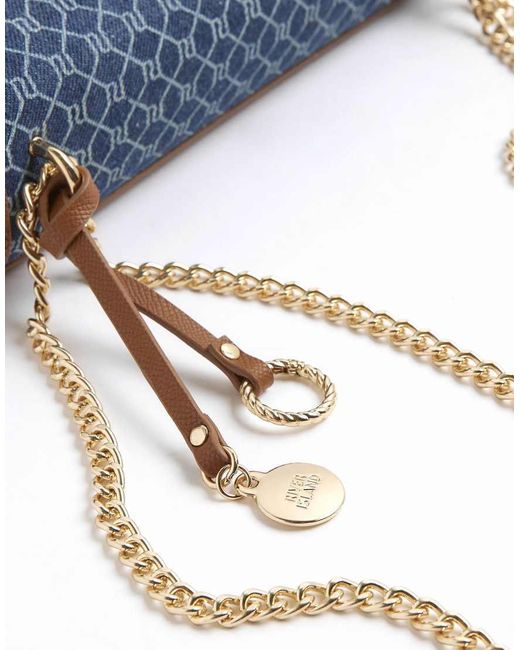 River Island Blue Monogram Denim Shoulder Bag