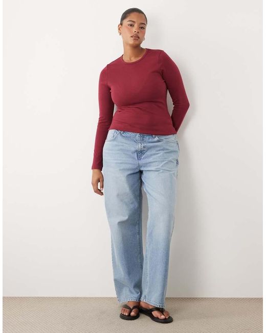ASOS Red Asos Design Curve Clean Fitted Long Sleeve Top