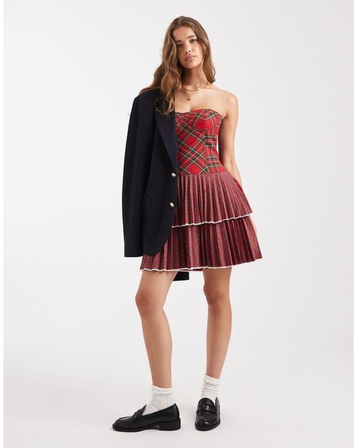 Tommy Hilfiger Red Tommy Girl Tartan Bustier Dress