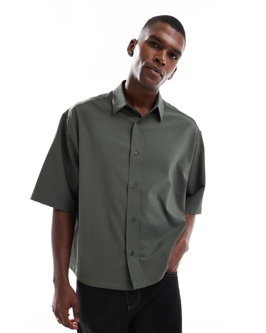 ASOS – oversize-hemd aus seersucker in Gray für Herren