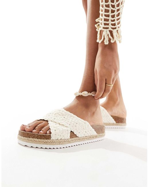 ASOS White Jessie Flatform Cross Strap Espadrille Sandals