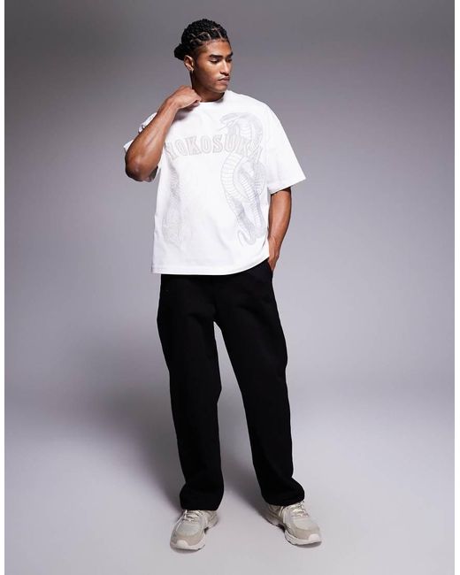 River Island White 'yokosuka' Cobra Graphic T-shirt for men