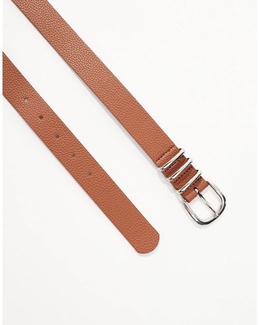 Ceinture pour jean en imitation cuir avec boucle argentée - fauve ONLY en coloris Blue