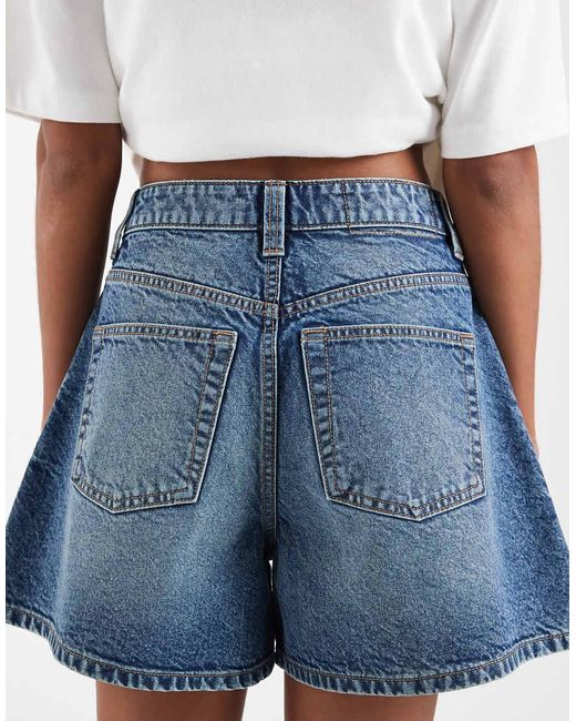 ASOS Blue Denim Longer A Line Shorts