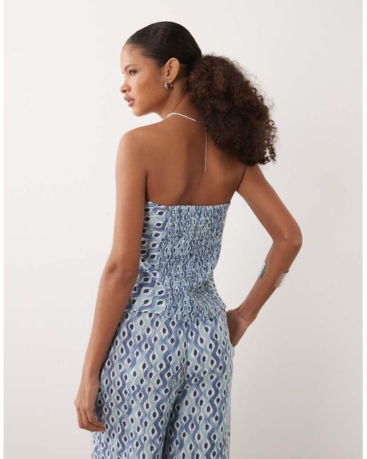 Mango Blue Teen Off Shoulder Asymmetric Hem Top
