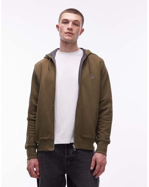 Paul Smith Natural Zebra Logo Zip Thru Hoodie for men