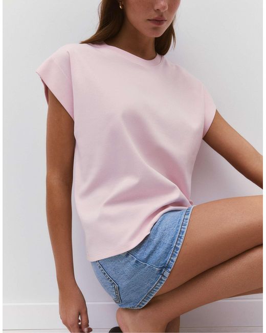 Stradivarius Pink – b06 – basic-t-shirt