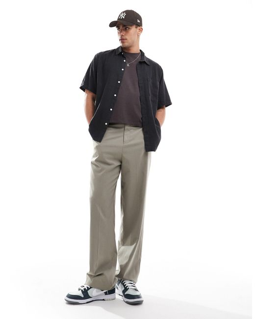 Weekday Blue Relaxed Fit Linen Blend Short Sleeve Shirt for men