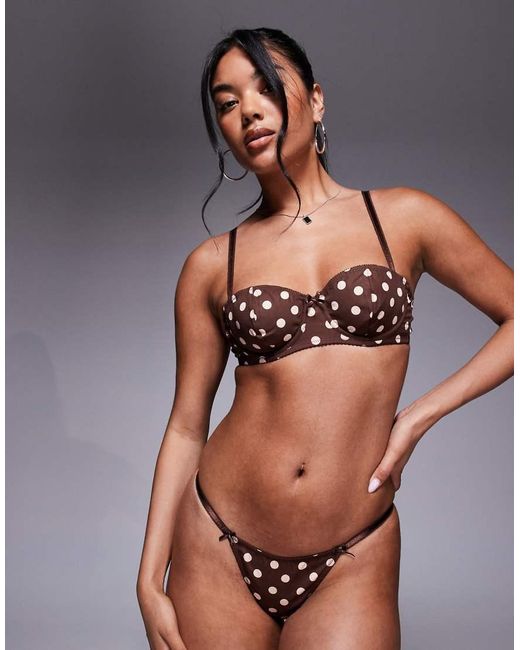 ASOS Gray Shay Polka Dot Underwire Balcony Bra
