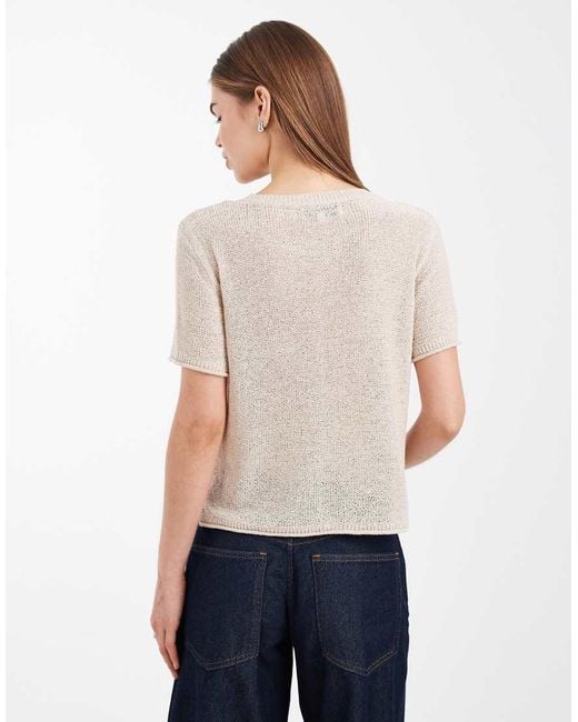 ONLY White Lightweight Open Knit T-shirt
