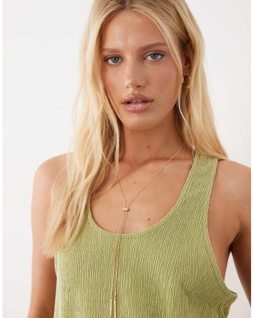 ASOS Green Texture Relaxed Racer Tank Top