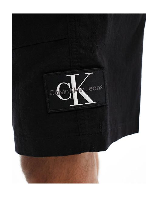 Calvin Klein – leinen-shorts in Black für Herren