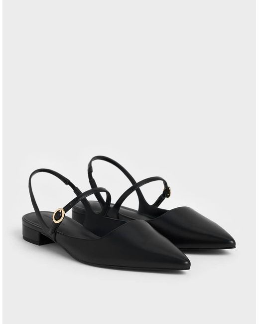 Charles & Keith Black Roxane Slingback Mary Jane Flats