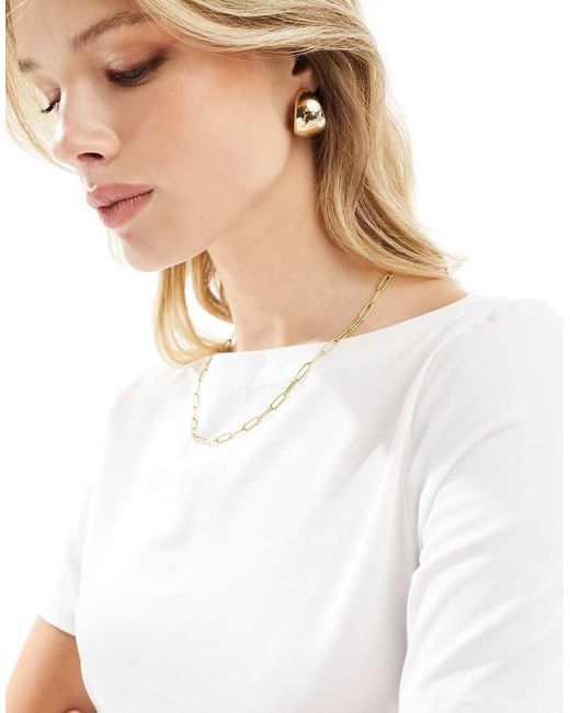 Vero Moda White Boat Neck Fitted T-shirt