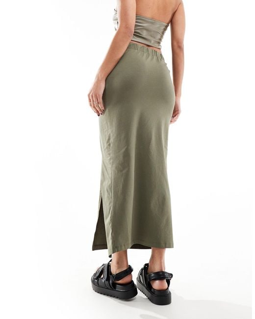 Noisy May Green Twist Front Maxi Skirt With Split Hem