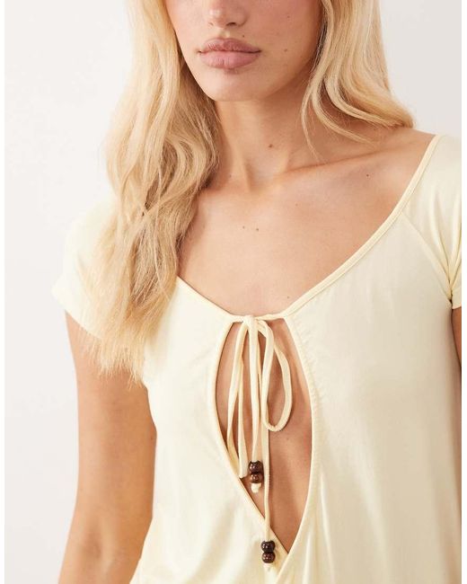 Motel Natural Papino Cut Out Off The Shoulder Mini Dress