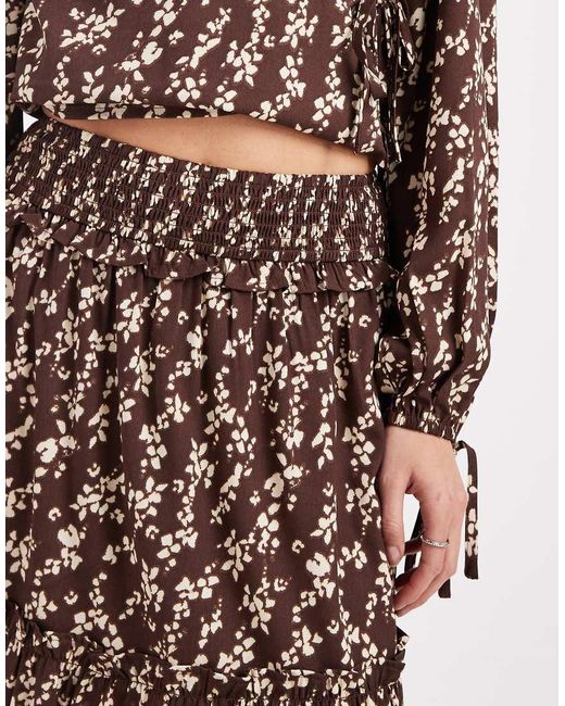 Wednesday's Girl Brown Ruffle Detail A-line Midaxi Skirt