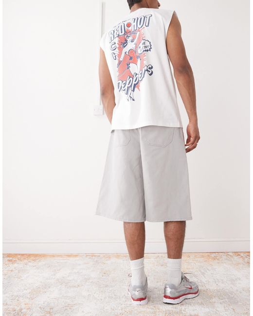 Reclaimed (vintage) – longline-oversize-jorts aus denim in Gray für Herren