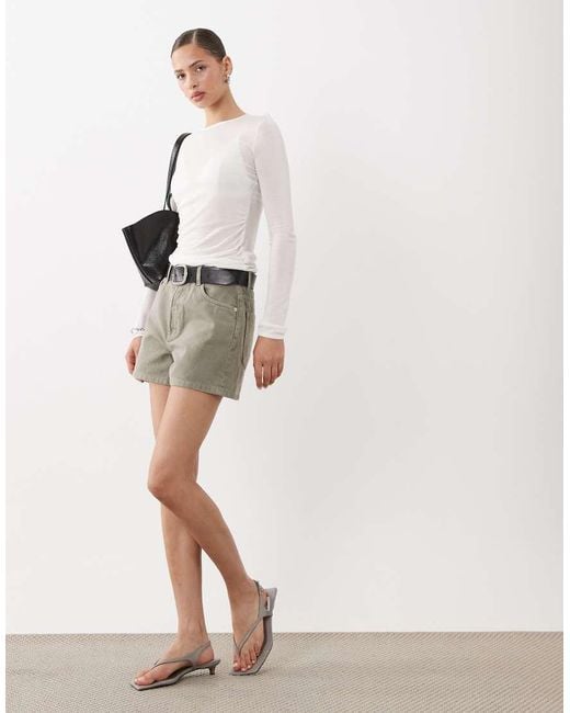 ASOS Gray High Waist Denim Shorts